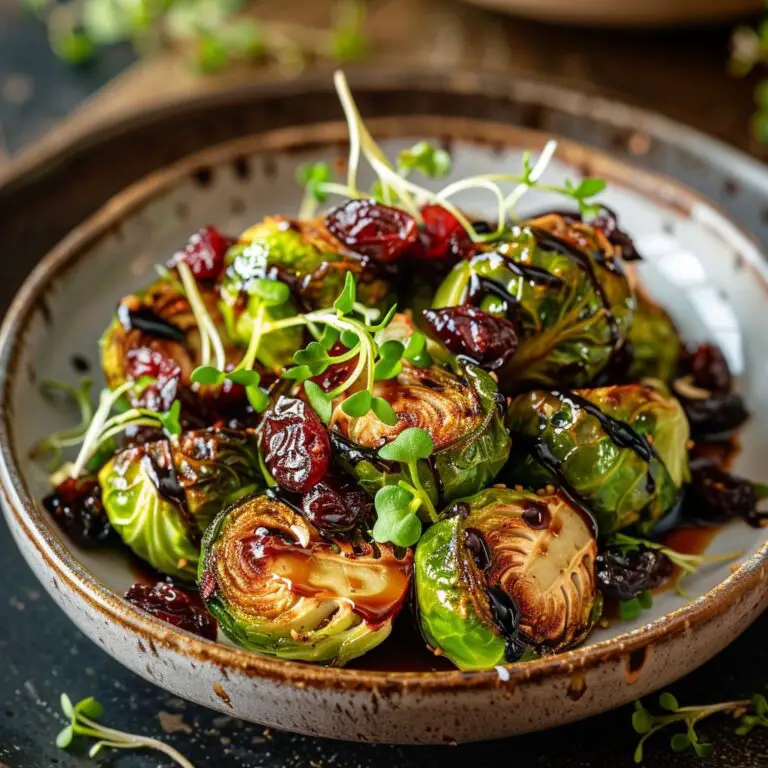 Roasted Brussels Sprouts With Cranberry And Balsamic Glaze: A Delightful Twist On A Classic Side Dish 9 Brussels sprouts roasted with cranberry and balsamic glaze