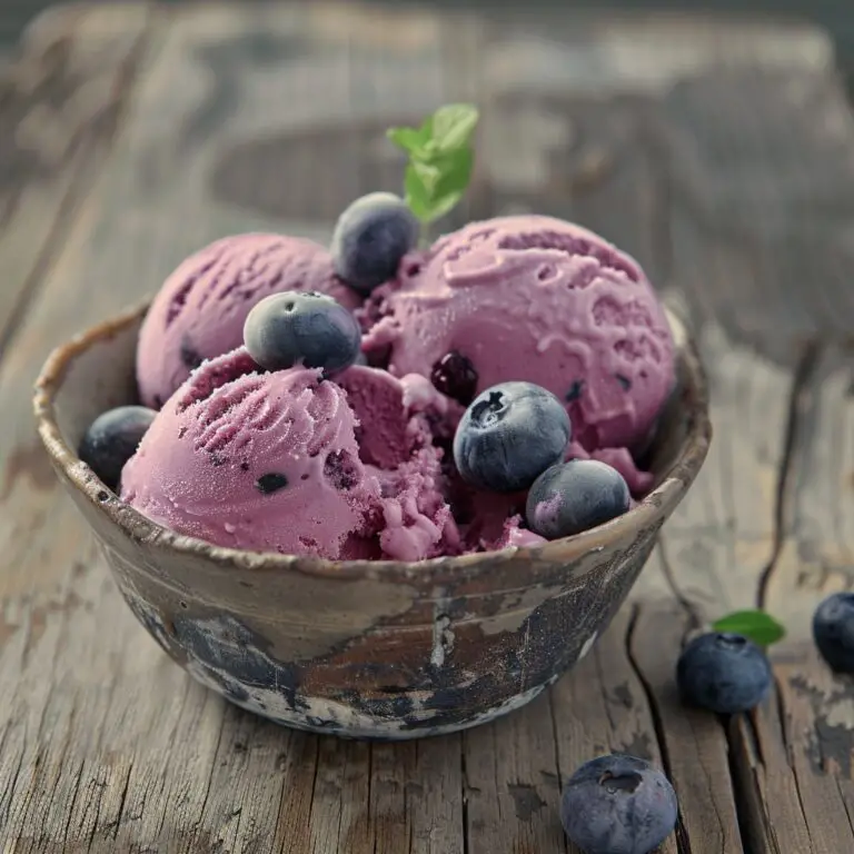 Homemade blueberry ice cream