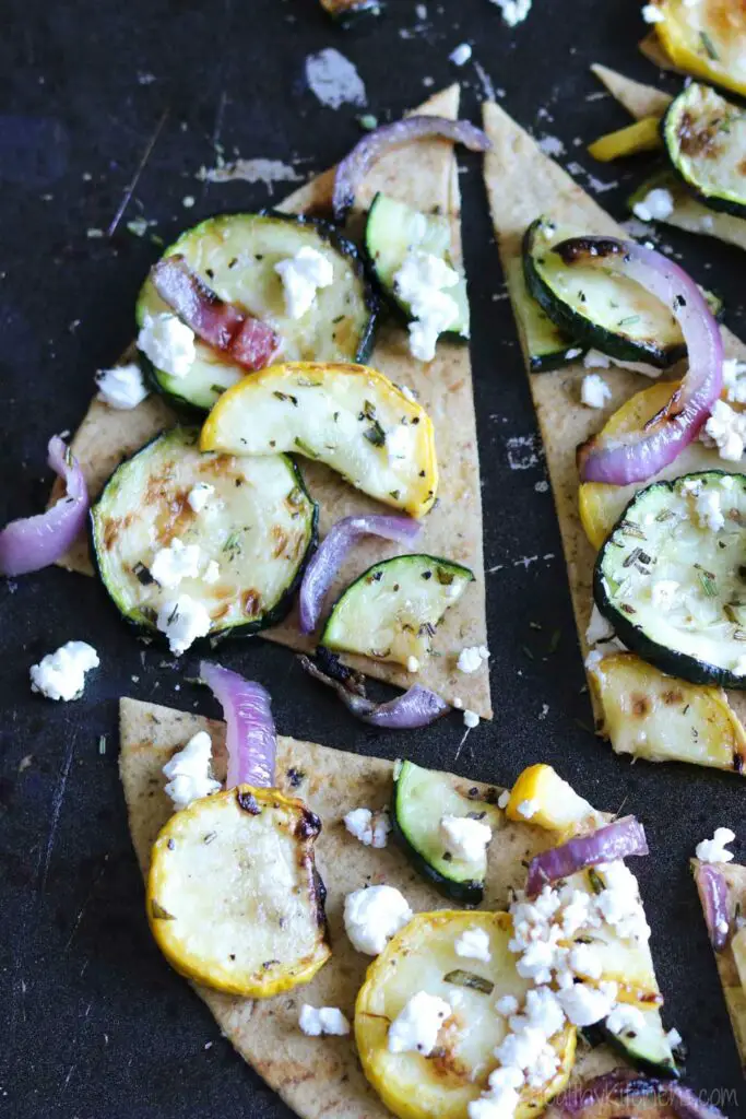 Appetizer recipes - grilled zucchini flatbread with goat cheese and rosemary