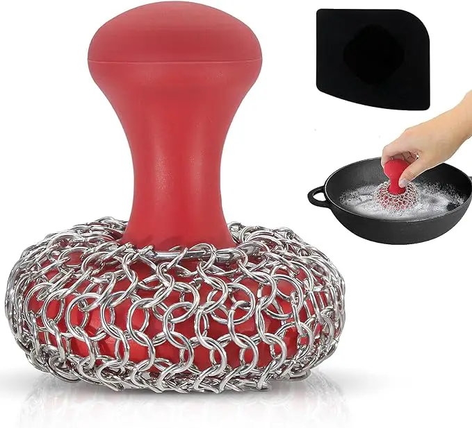 How To Clean A Cast Iron Skillet 2 Chainmail scrubber