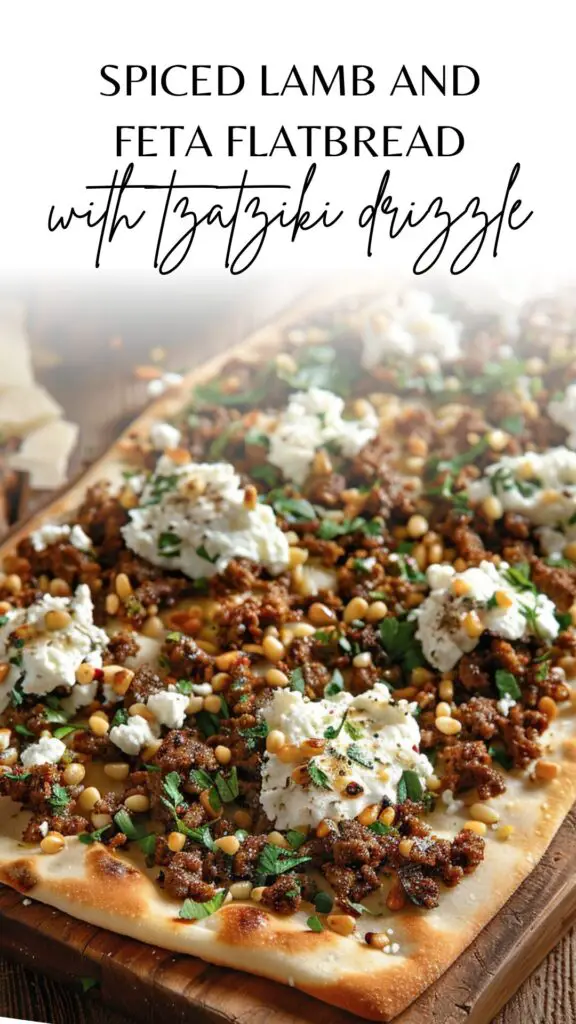 Spiced Lamb and Feta Flatbread with Tzatziki Drizzle Recipe