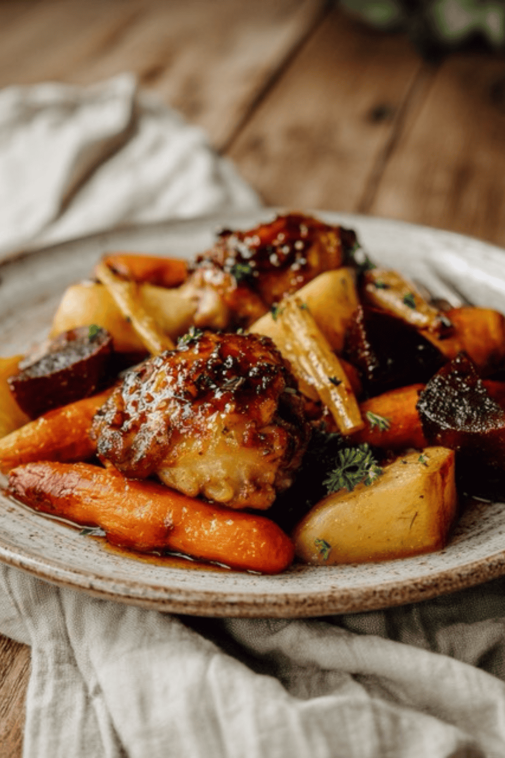 Honey garlic glazed chicken thighs