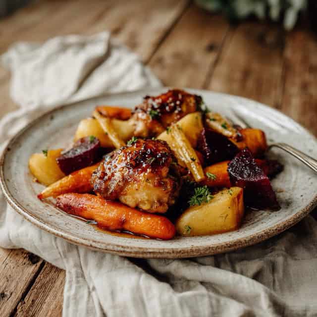 Honey garlic glazed chicken thighs