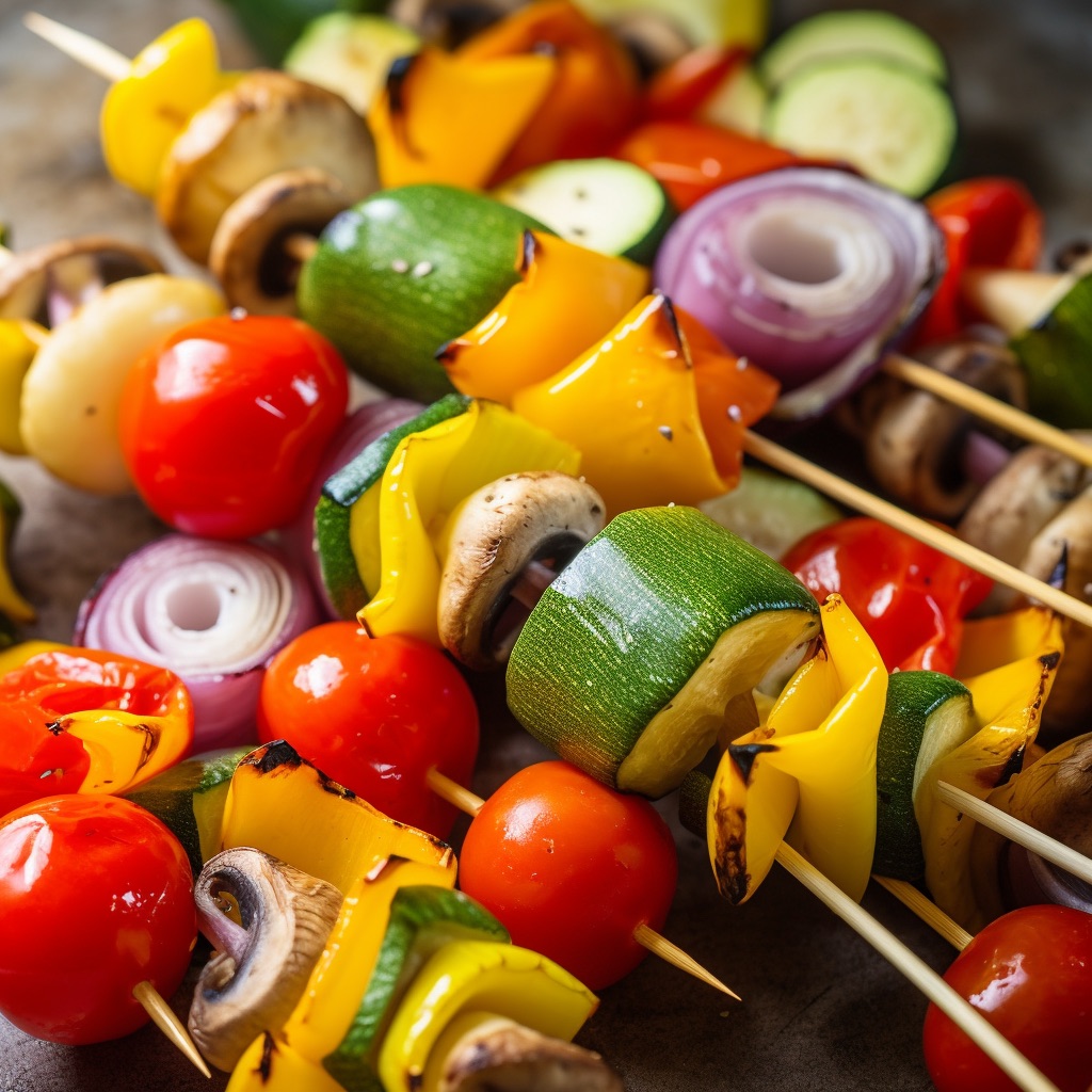 Grilled Vegetable Skewers With Zesty Balsamic Marinade 9 Uncooked grilled vegetable skewers