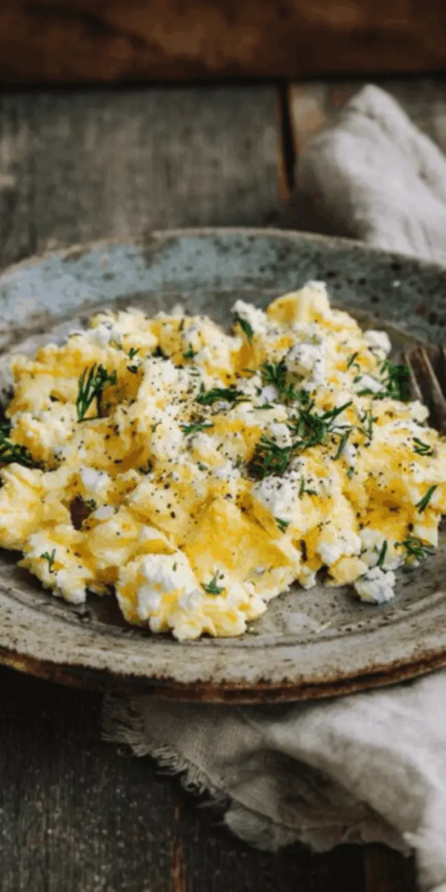 Goat cheese and herb scrambled eggs