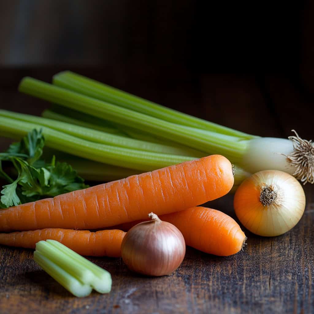 Celery, carrots, and onion
