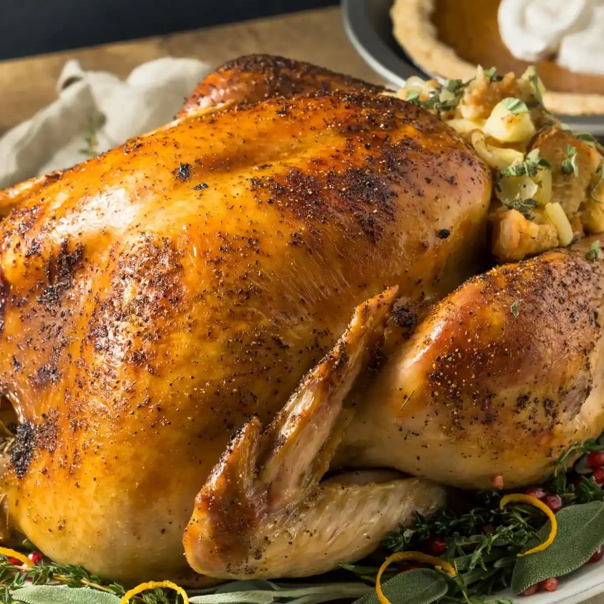 Whole roasted turkey dinner for thanksgiving
