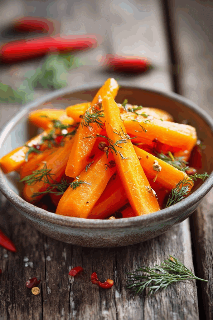 Fiery pickled carrots