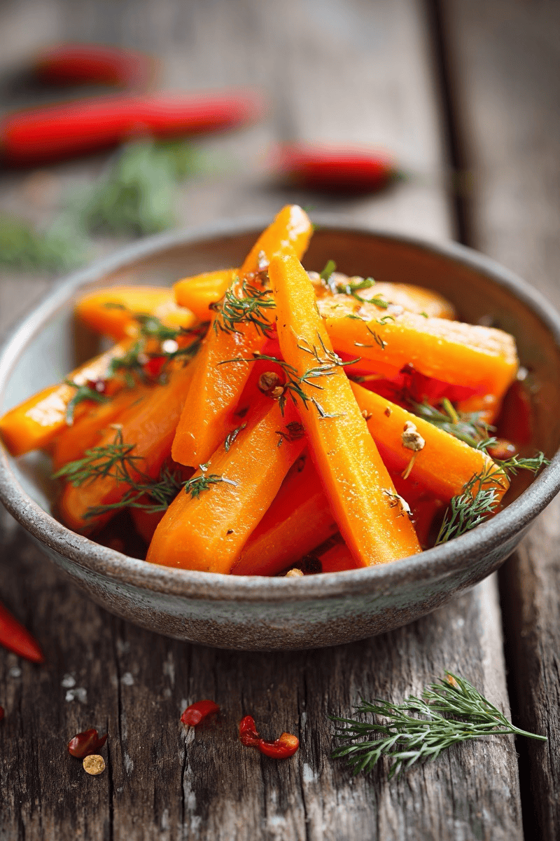 Fiery pickled carrots