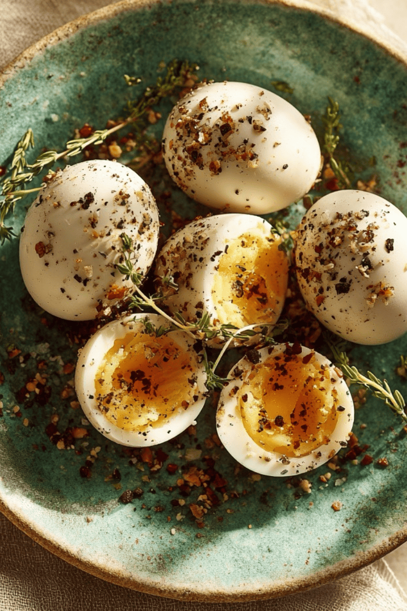 Soft-boiled quail eggs
