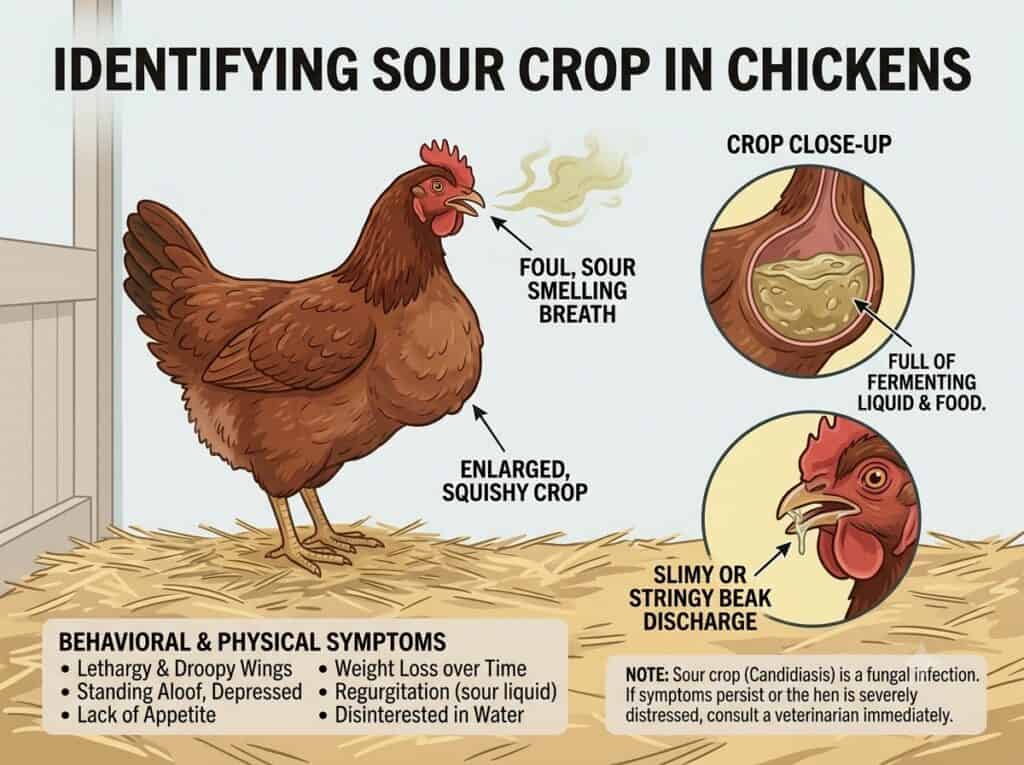 Identifying sour crop in chickens
