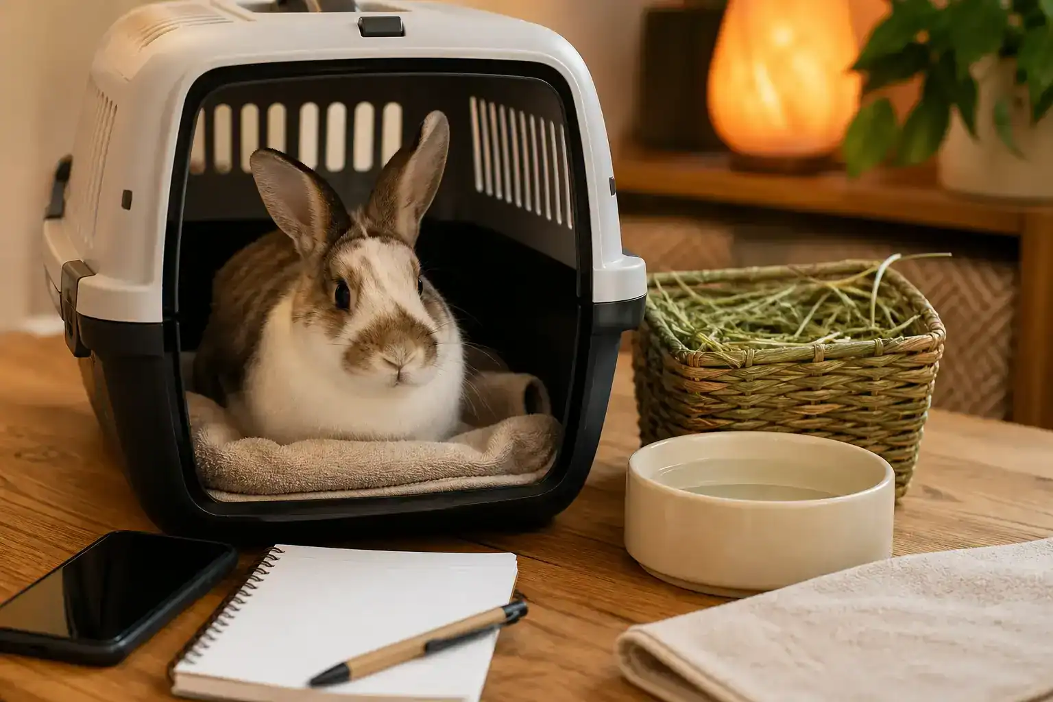 Rabbit emergency care supplies prepared for rapid veterinary action
