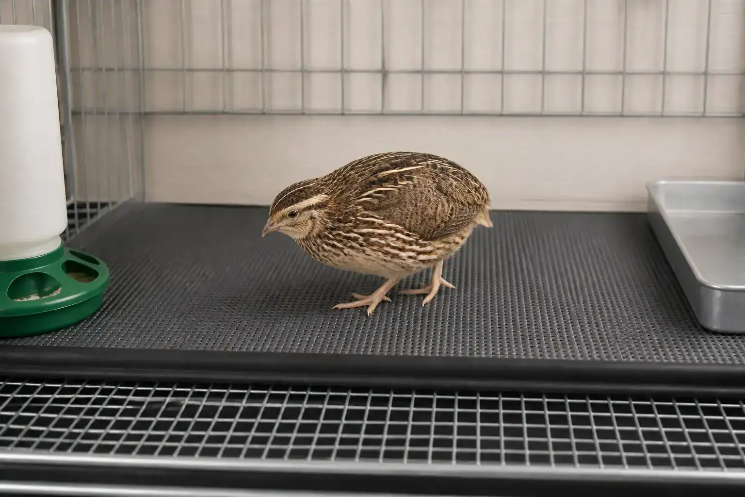 Repaired quail cage floor with safe comfortable footing