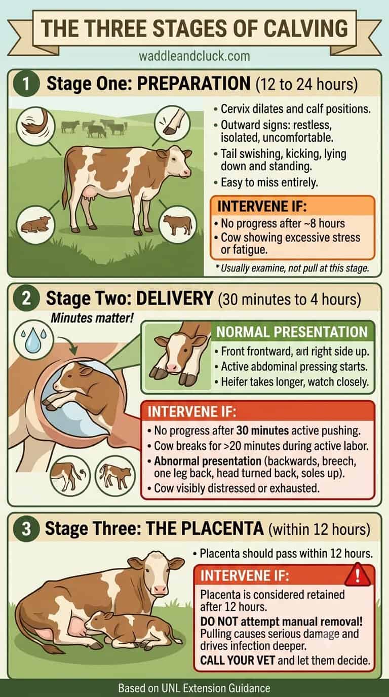 Chart of the three stages of calving and how long each one takes